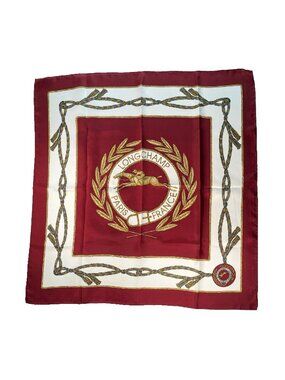 Vintage LONGCHAMP Silk Equestrian Scarf
